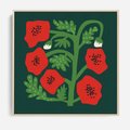Obraz w ramie 50x50 - Księga Odbić - abstrakcyjna kwiatowa kompozycja, zielone mocne tło - rama drewno