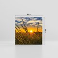 Obraz na płótnie 30x30 - "Zachód Słońca, Łąka - Magiczna Aura - zachód, słońca