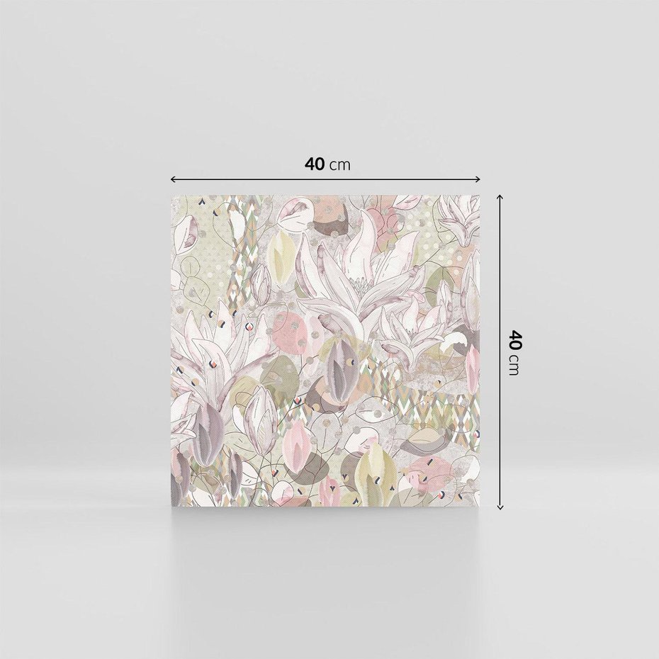 Obraz na płótnie 40x40 - Pejzaże zatajonej duszy - połączenie tekstur, roślinne motywy