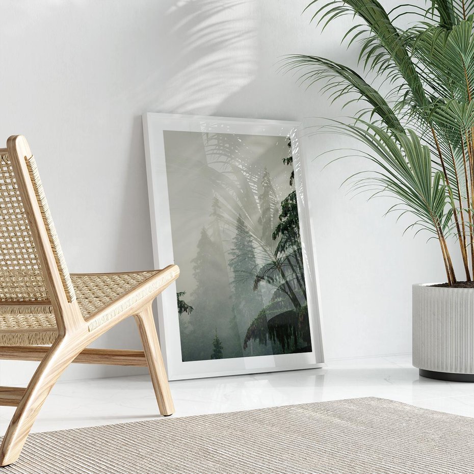 Plakat bez ramy 40x50 - Mglista przemiana lasu - las, mgła