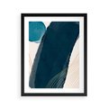 Plakat w ramie 40x50 - Nocne Widzenia - abstrakcyjna granatowa plama, akwarela - rama czarna