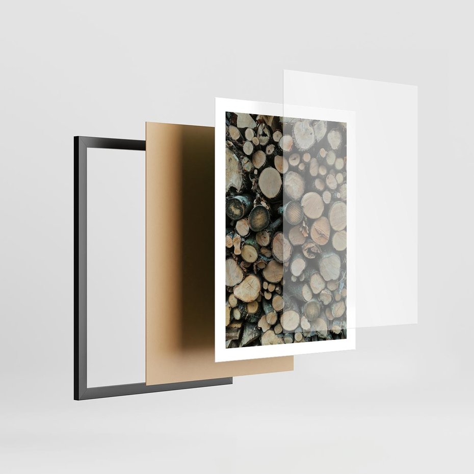 Plakat w ramie 50x70 - Bliskość Natury - drewno, las - rama czarna