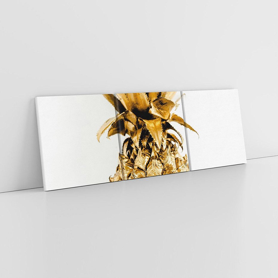 Obraz na płótnie 120x40 - Ekskluzywny Akcent - złoty, ananas