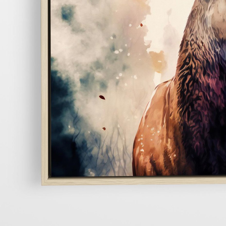 Obraz w ramie 70x50 - Jesienny Monarcha Lasu - grafika komputerowa, na podstawie obrazu - rama drewno