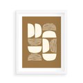 Plakat w ramie 40x50 - Wewnętrzne Spektrum - geometryczne boho kształty na brązowym, karmelowym tle - rama biała