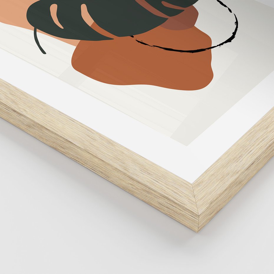 Zestaw obrazy w ramie 30x40 galeria - Monstera, boho, akwarela - rama drewno