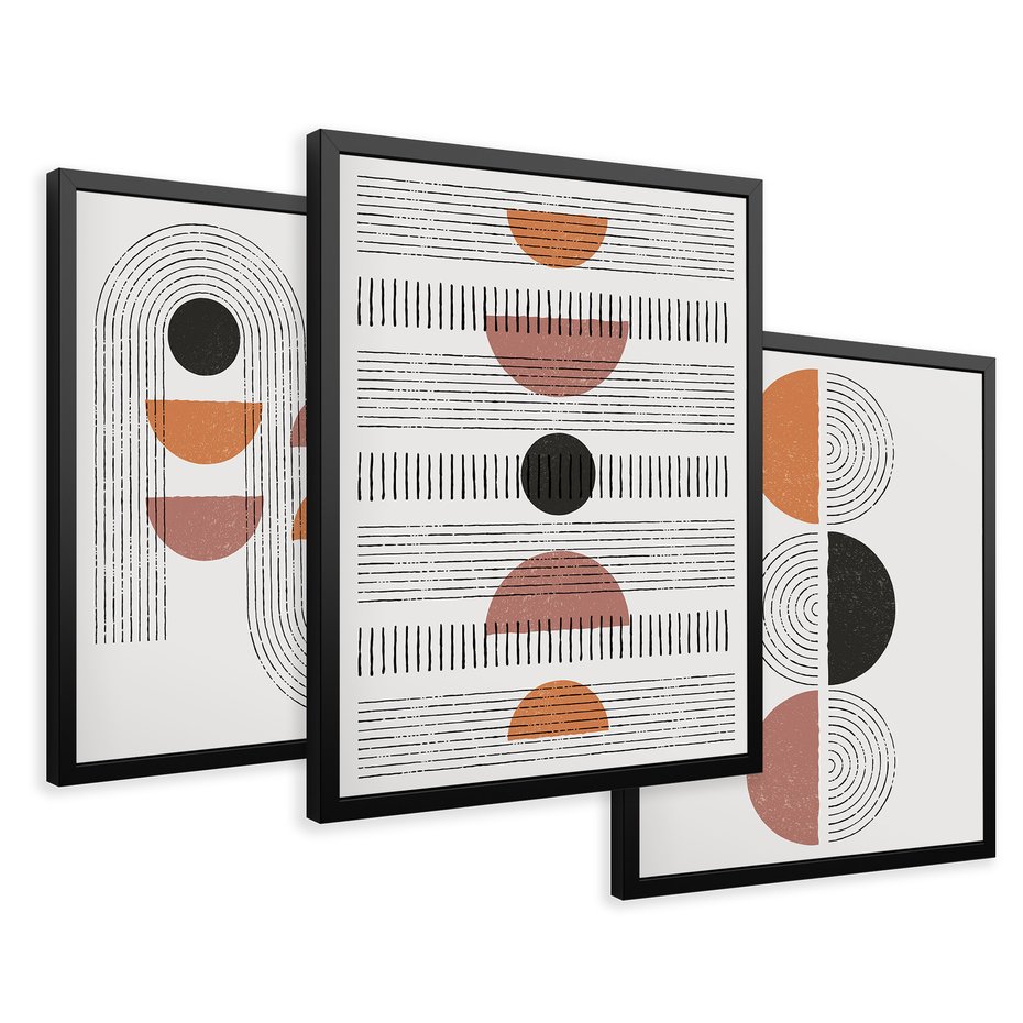 Zestaw obrazy w ramie 40x50 galeria - Geometryczne, scandi, minimalizm - rama czarna