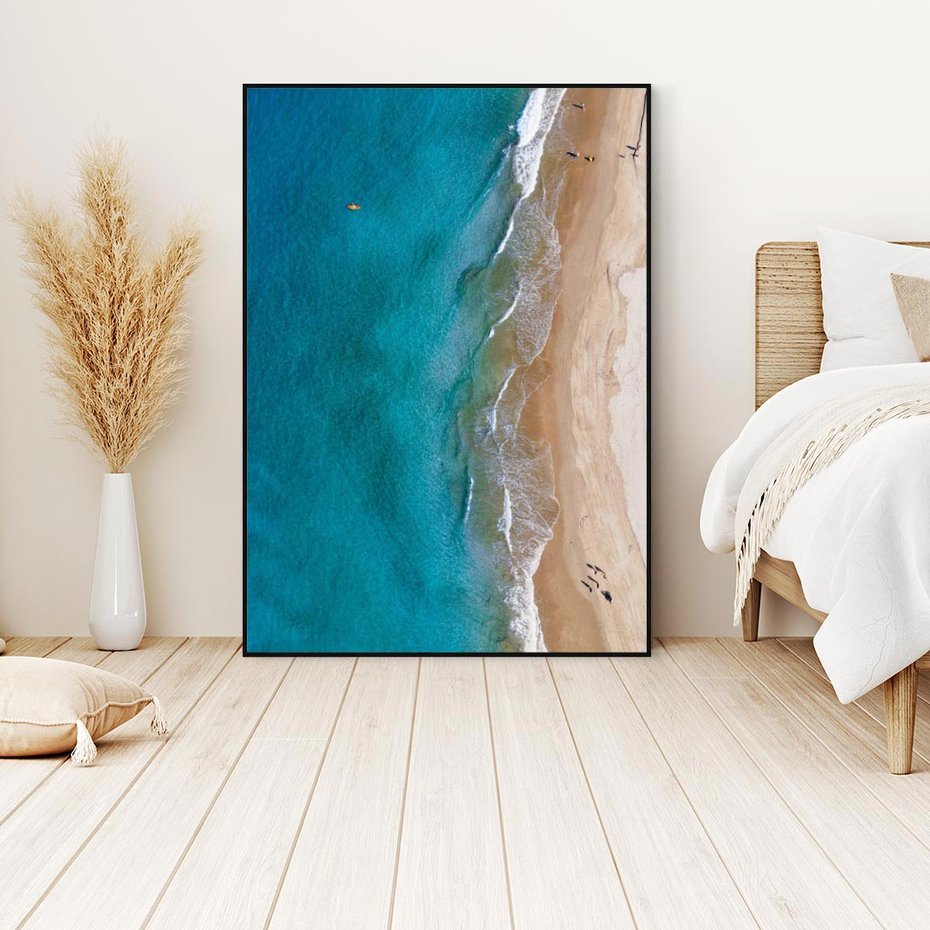 Obraz w ramie 70x100 - Spokój nad morzem - morze, plaża - rama czarna