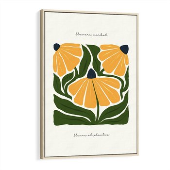 Obraz w ramie 50x70 - Kreatywne Wibracje - sztuka nowoczesna, kolorowe kwiaty - rama drewno