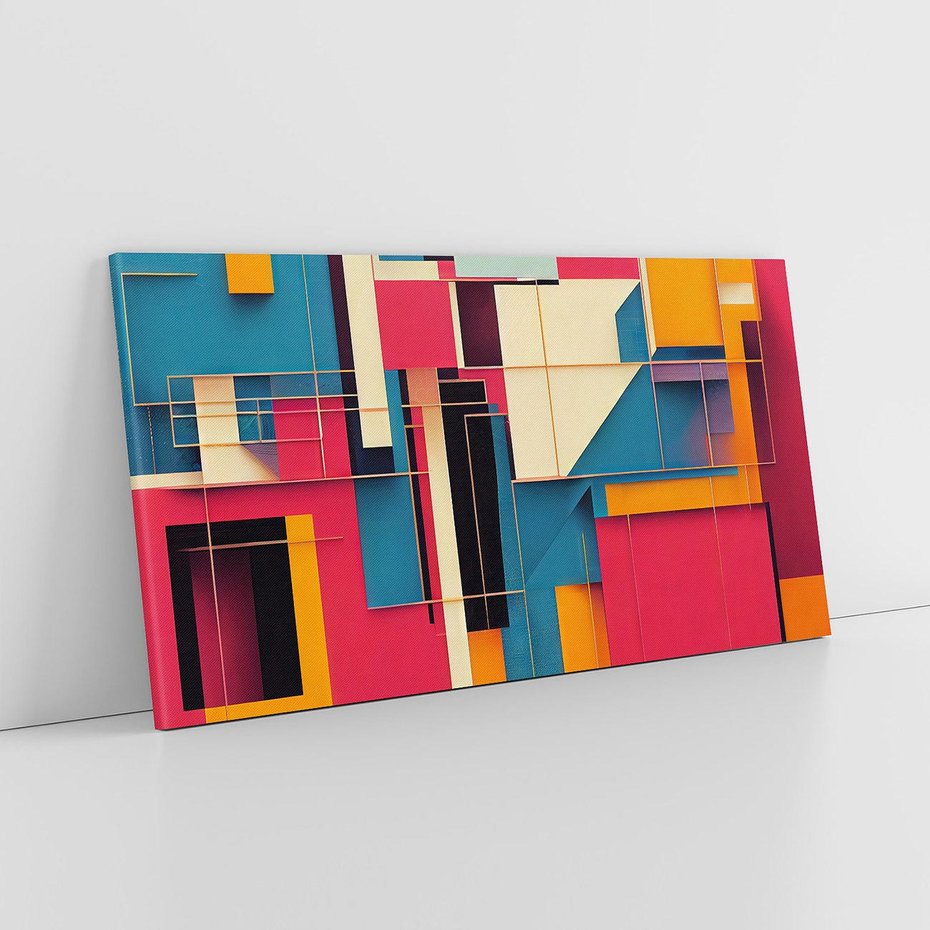 Obraz na płótnie 100x50 - Przejście przez labirynt myśli - kolorowa abstrakcja, instalacja z prostokątów i linni