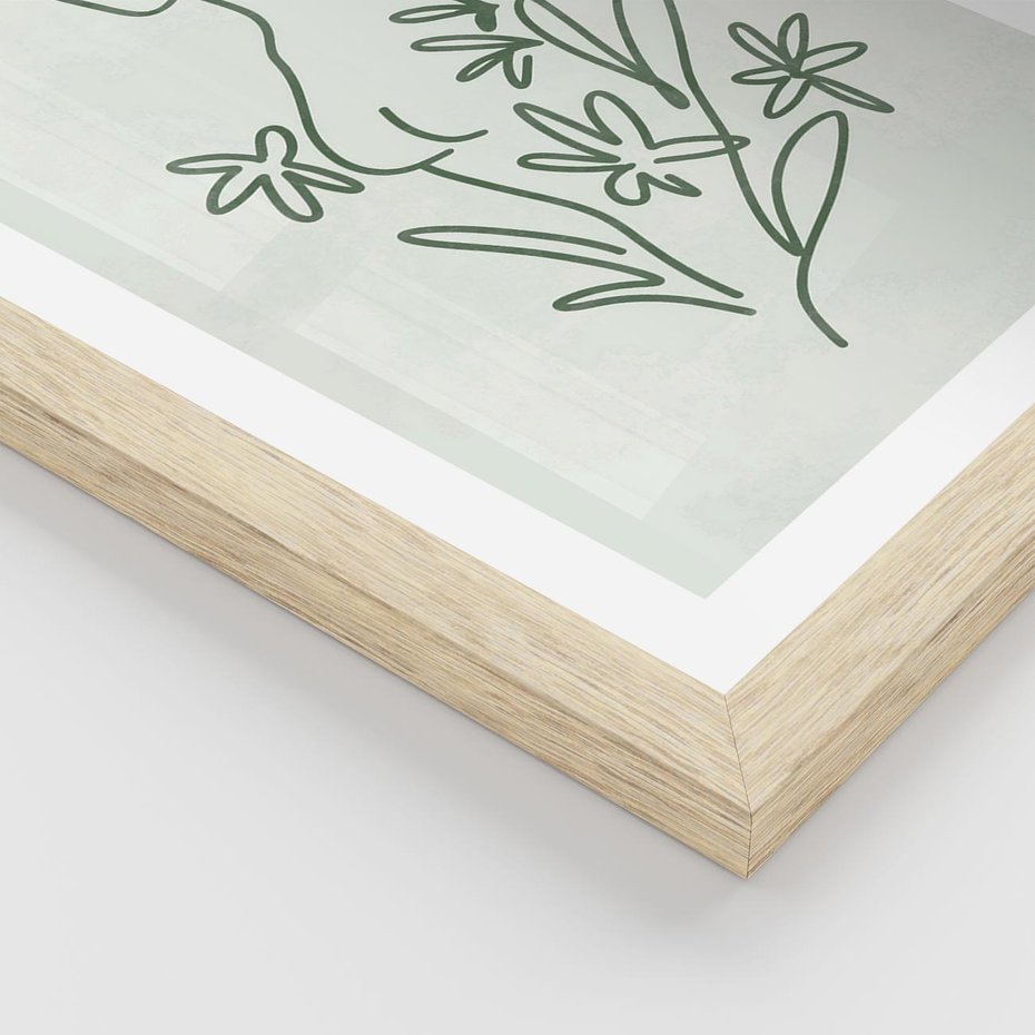 Plakat w ramie 50x70 - Odbicia Zielonego Raju - zielony odcień, abstrakcja - rama drewno