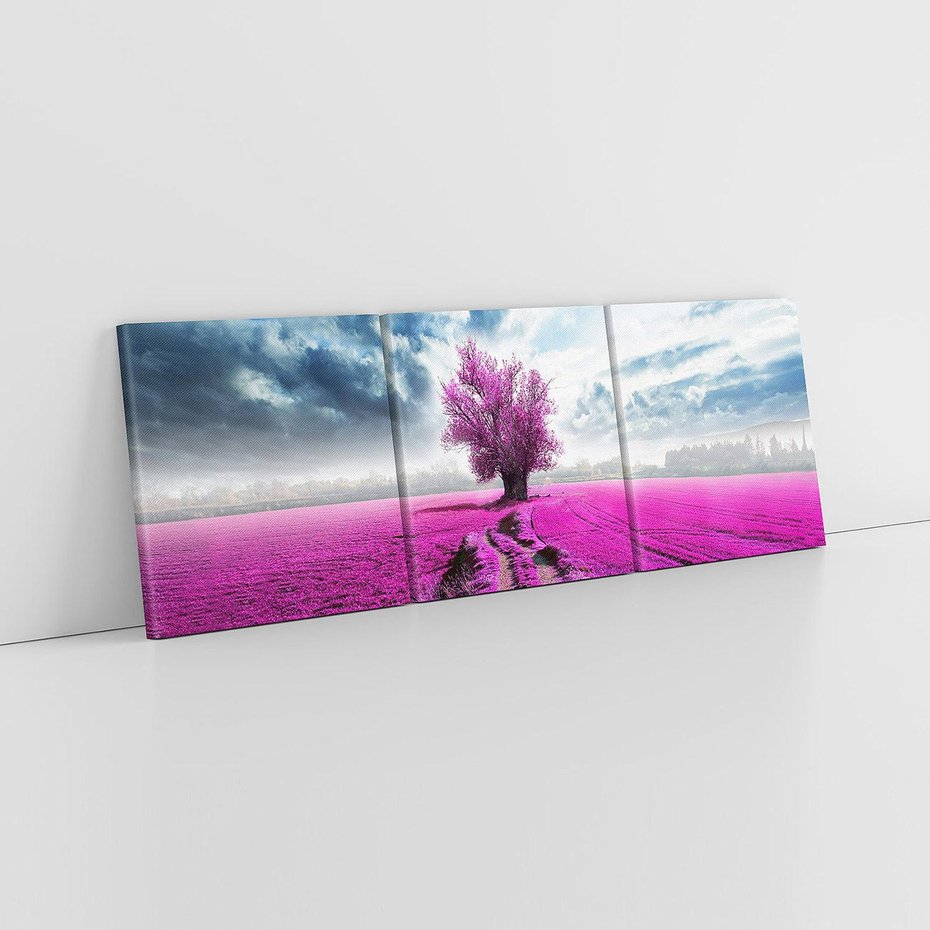 Obraz na płótnie 90x30 - Fioletowa abstrakcja w ruchu - abstrakcja, fiolet