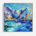 Obraz w ramie 50x50 - Mistyka Górskich Marzeń - abstrakcja, pejzaż gór - rama drewno