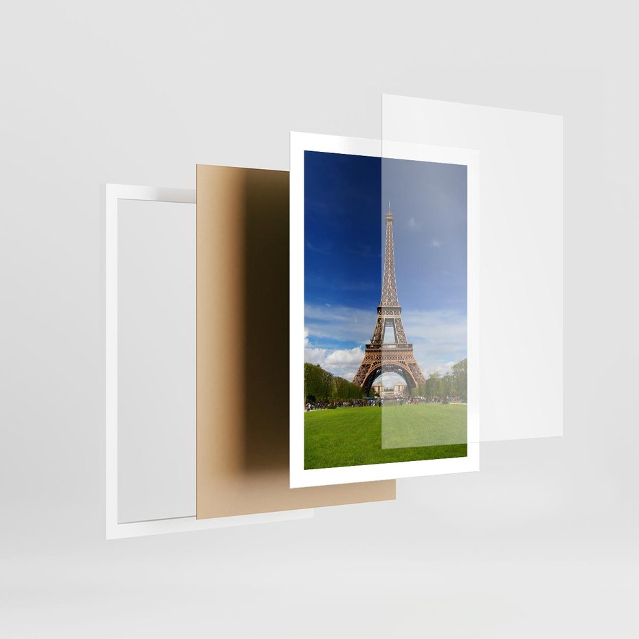 Plakat w ramie 50x70 - Eiffla: symbole Paryża - Eiffla, Paryż - rama biała