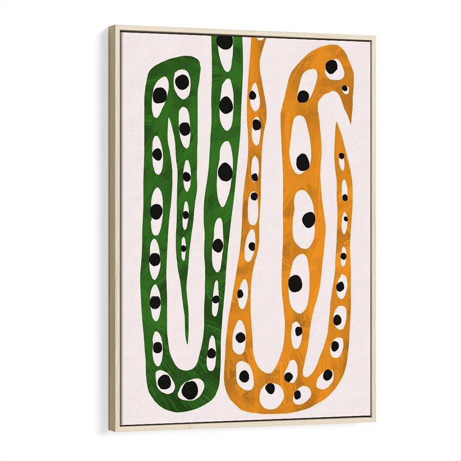 Obraz w ramie 70x100 - Migocące Zmaganie - abstrakcyjny obraz, dziwne kształty - rama drewno