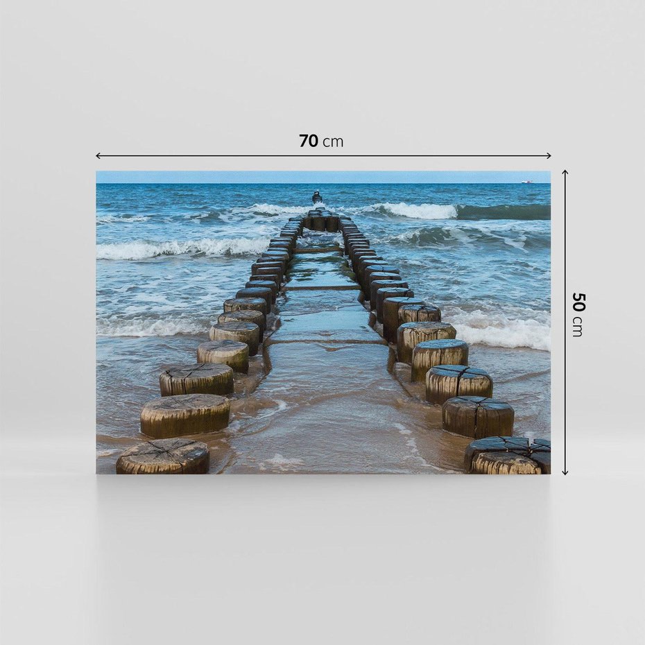 Obraz na płótnie 70x50 - Falochron na brzegu morza - falochron, morze