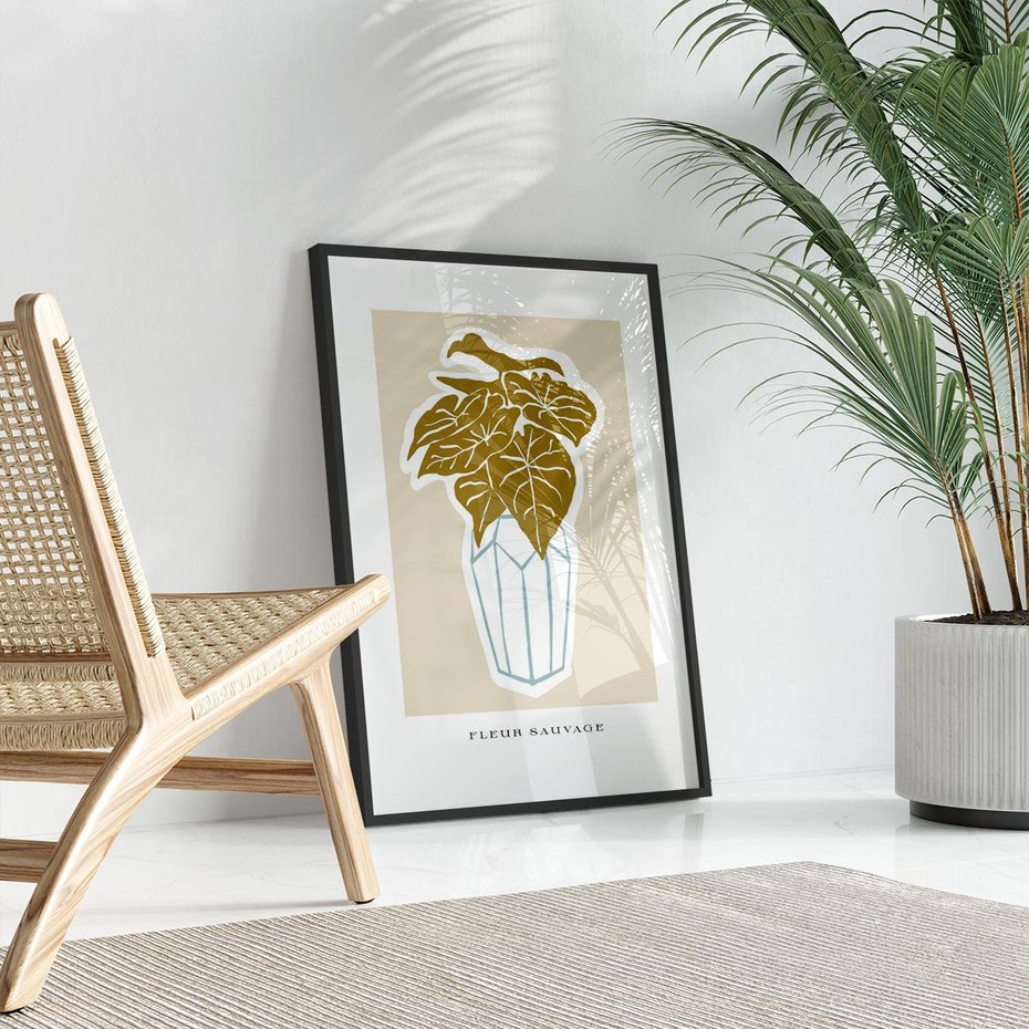 Plakat bez ramy 50x70 - Rytmy Nowych Wizji - abstrakcyjne liście, tropikalne w wazonie