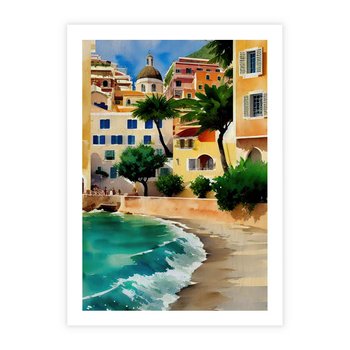 Plakat bez ramy 30x40 - Zamieszkajmy Tu - akwarela, śródziemnomorski klimat