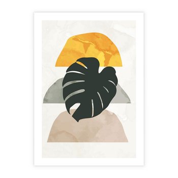 Plakat bez ramy 21x30 - Monstera i Boho Elementy - grafika, boho klimat