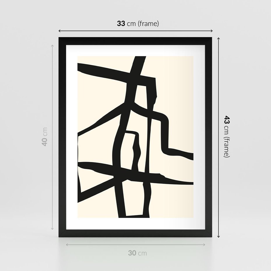 Plakat w ramie 30x40 - Impresje Wymiaru - linie, abstrakcja - rama czarna