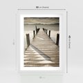 Plakat w ramie 30x40 - Idylliczny pomost nad jeziorem - pomost, jezioro - rama biała