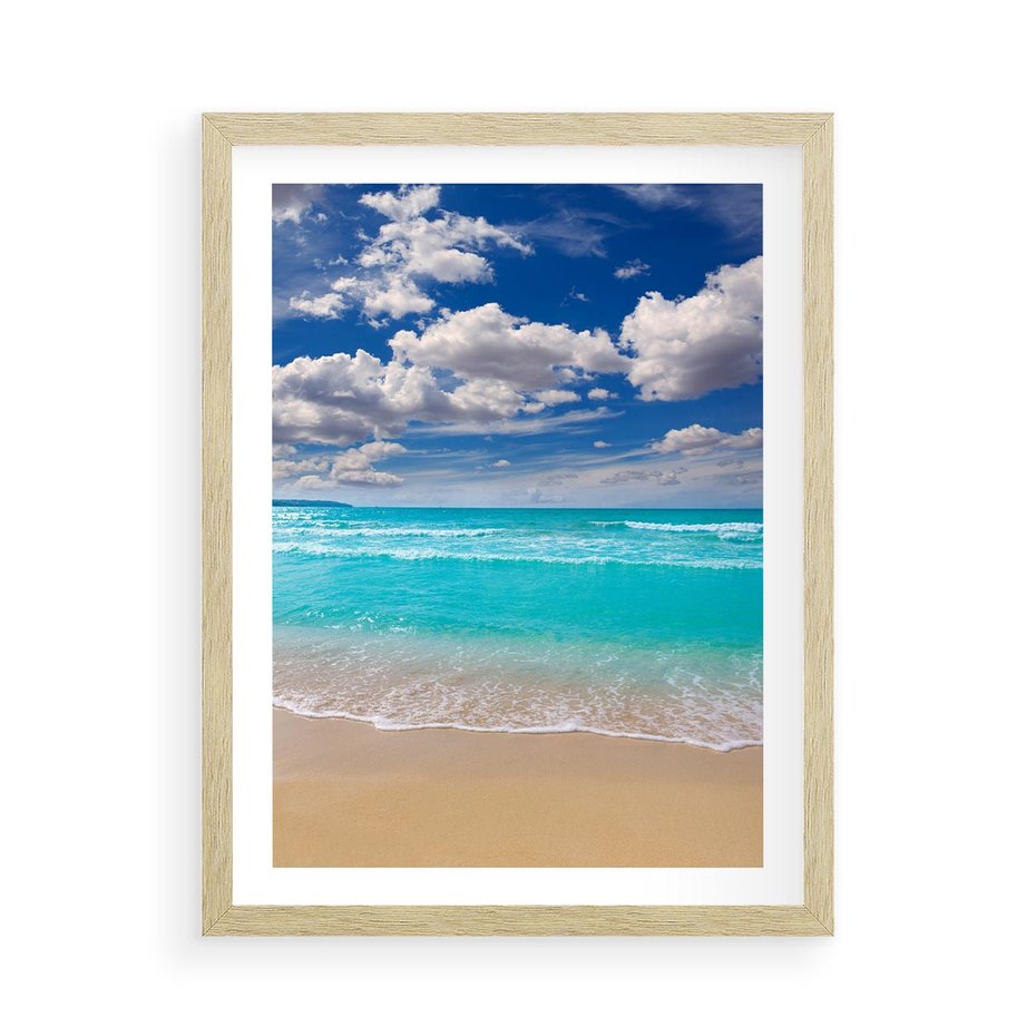 Plakat w ramie 50x70 - Idylliczna plaża nad morzem - plaża, morze - rama drewno