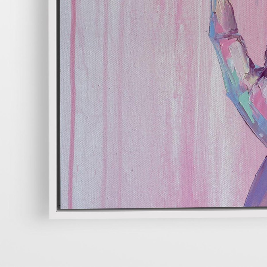 Obraz w ramie 70x50 - Splecione - obraz olejny, pastelowe kolory - rama biała