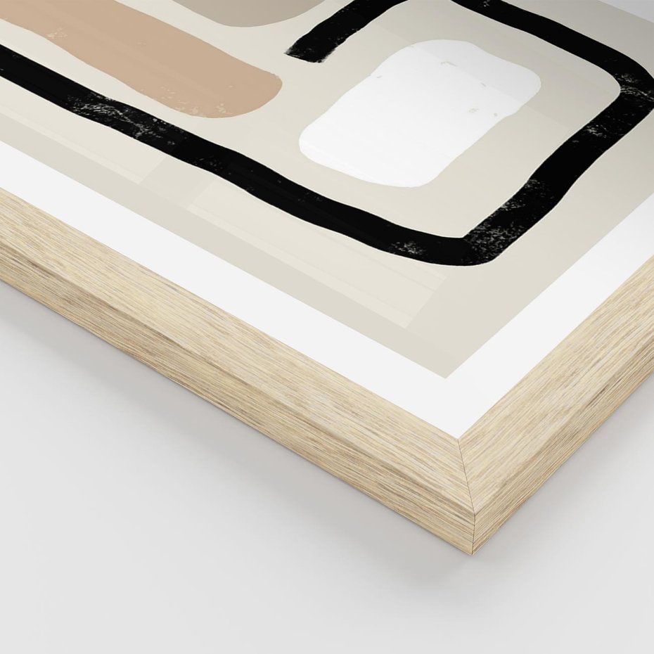 Plakat w ramie 30x40 - Kształtne Formy - geometryczne nieregularne kształty, nowoczesna kompozycja - rama drewno