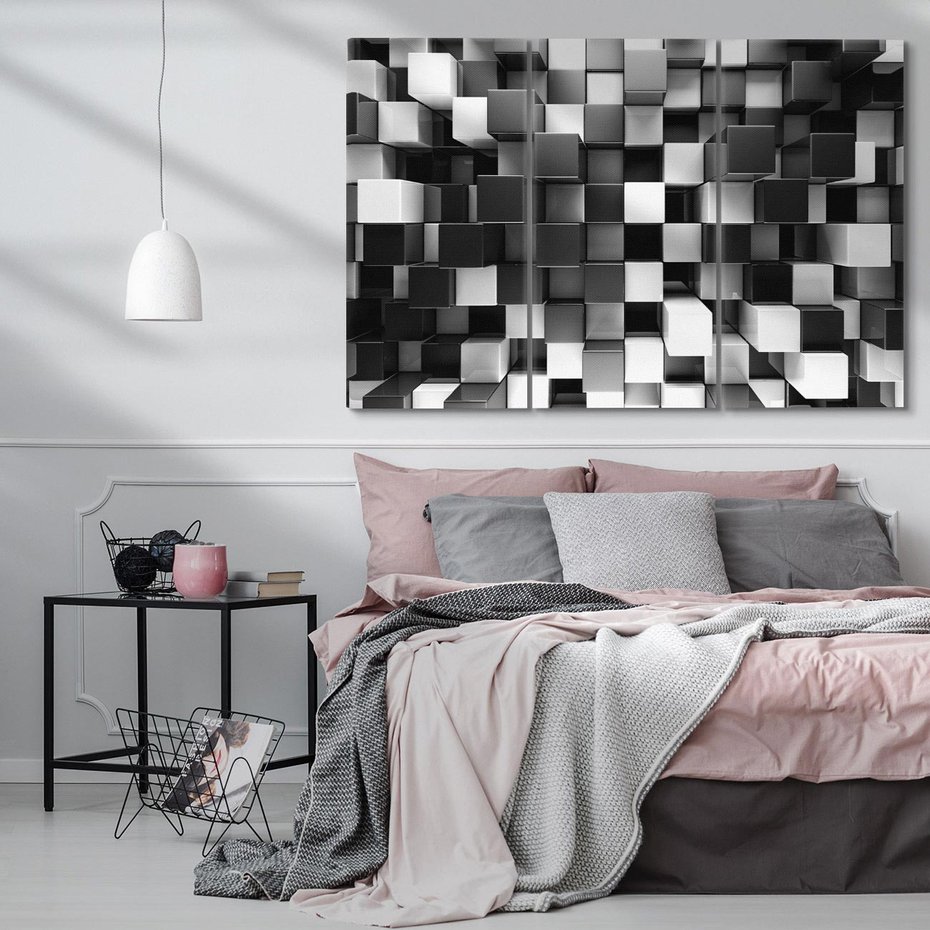 Obraz na płótnie 120x80 - Abstrakcyjna Szachownica: Gra Kolorów w 3D - 3D, abstrakcja