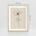 Plakat w ramie 30x40 - Przenikający Dialog - szkic kwiatu, mnimalistyczny szkic - rama drewno