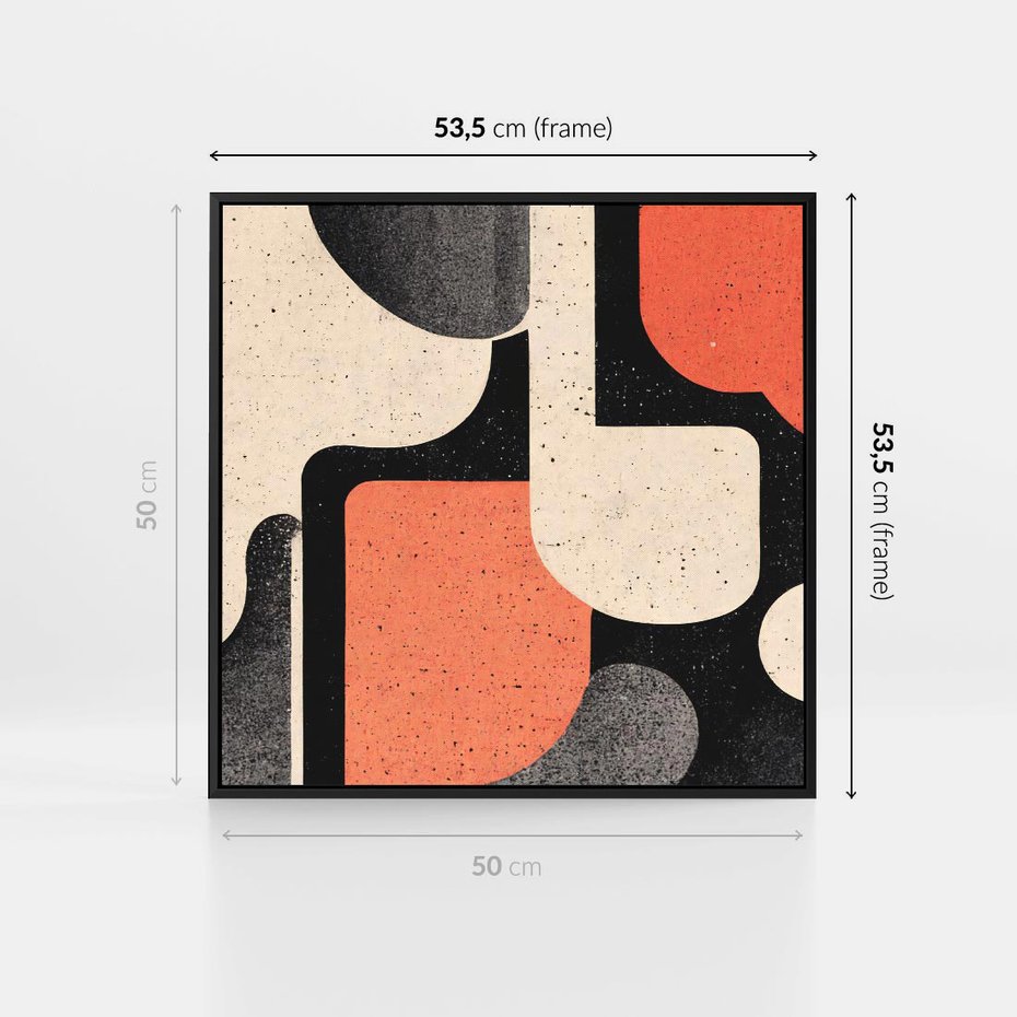 Obraz w ramie 50x50 - Loftowa Harmonia - abstrakcja, styl loftowy - rama czarna