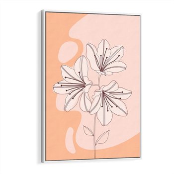 Obraz w ramie 50x70 - Kwiatowa Harmonia - minimalistyczny plakat, pudrowe kwiaty - rama biała