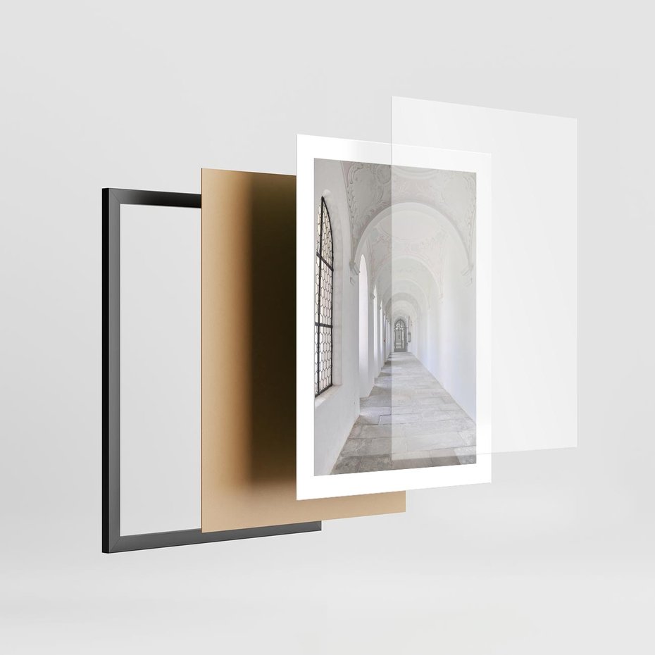 Plakat w ramie 30x40 - Architektoniczne Przejście - architektura, korytarz - rama czarna