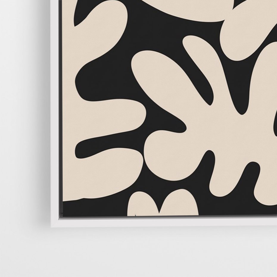 Obraz w ramie 70x100 - Księga Ukrytych Widoków - abstrakcyjne czarno białe formy, minimalizm - rama biała