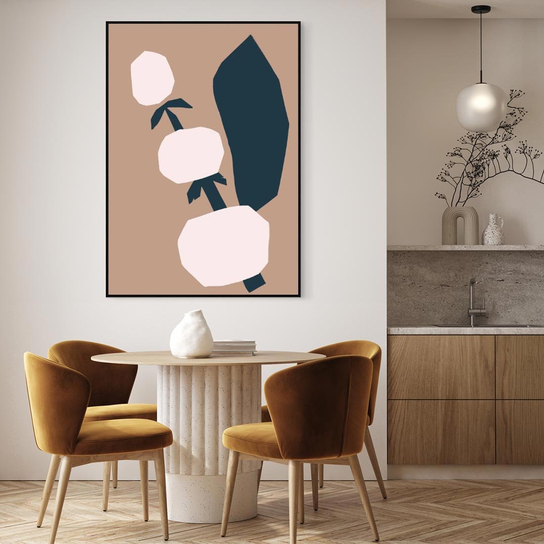 Obraz w ramie 70x100 - Harmonia Boho Ducha - abstrakcyjny obraz, plakat - rama czarna