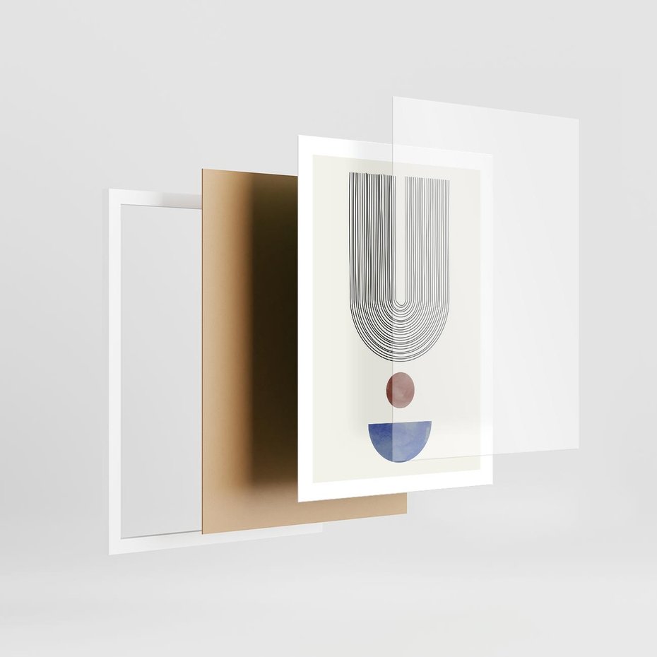 Plakat w ramie 50x70 - Rozplątane Wibracje - nowoczesny plakat, styl midcentury - rama biała