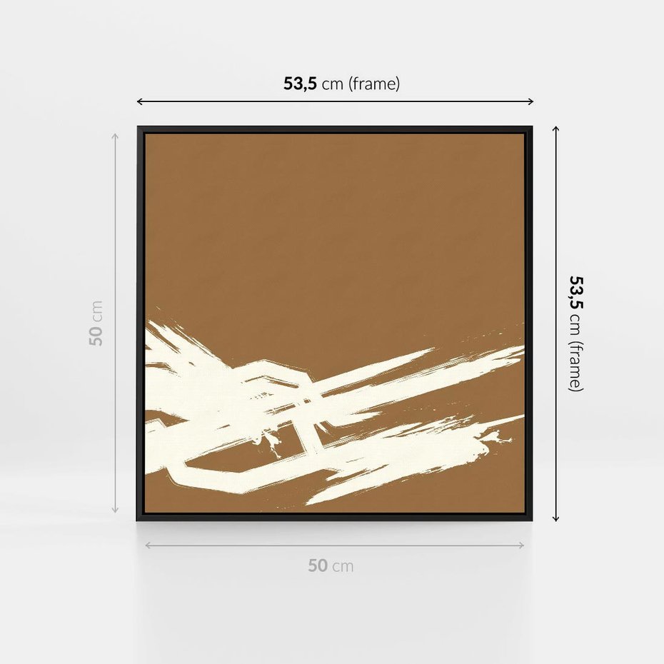 Obraz w ramie 50x50 - Taniec Energii - abstrakcyjne kreski, maźnięcia - rama czarna