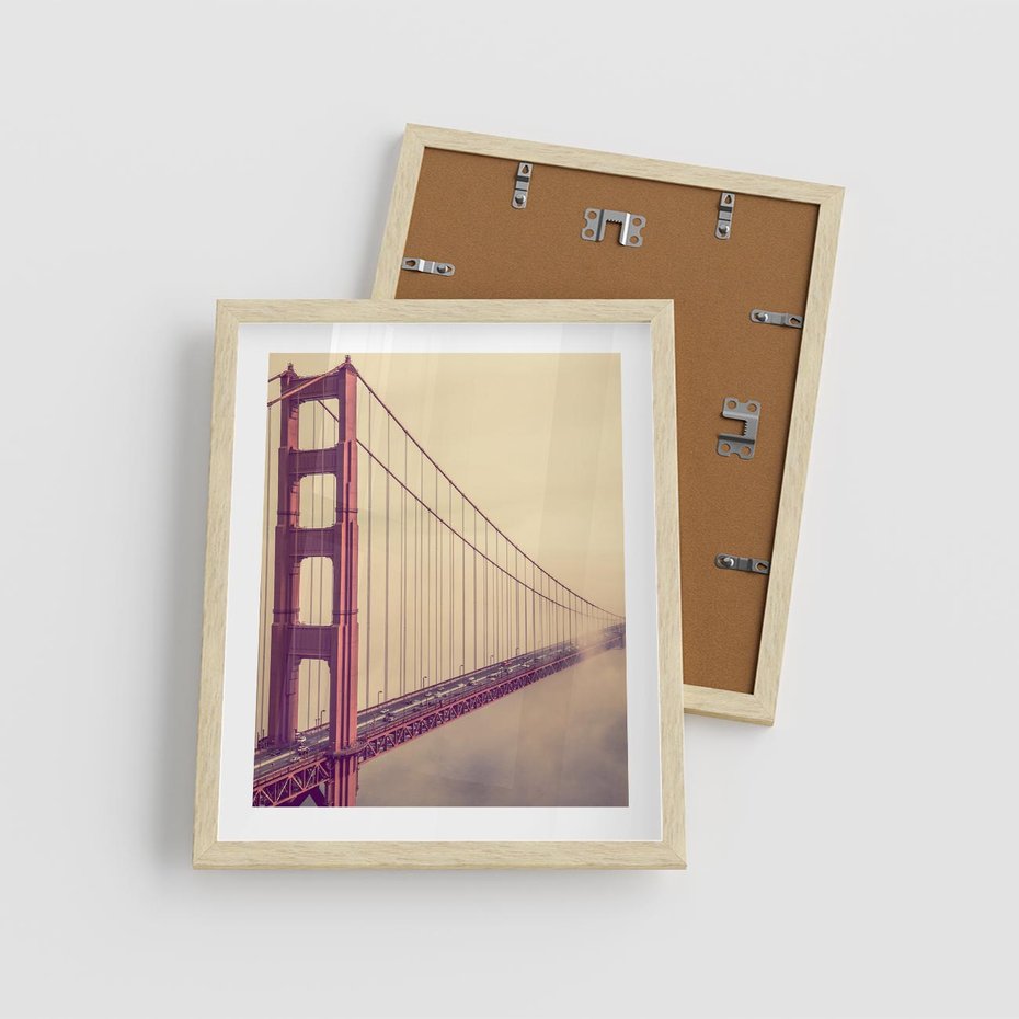 Plakat w ramie 40x50 - Most w mgle z perspektywą - most, perspektywa - rama drewno