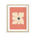 Plakat w ramie 40x50 - Malowane Kolorowe Echa - minimalistyczna grafika, biały kwiat na różowym tle - rama drewno
