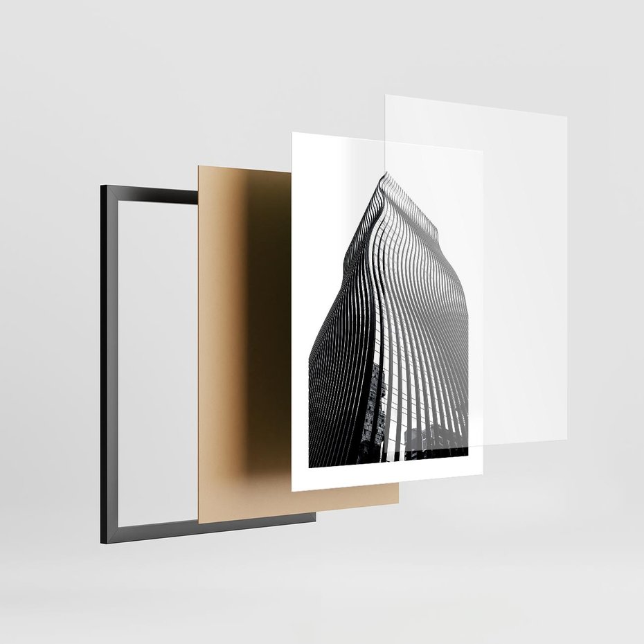 Plakat w ramie 30x40 - Falowany Wieżowiec na Fotografii - architektura, falowany wieżowiec - rama czarna