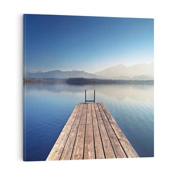 Obraz na płótnie 70x70 - Alpy: jezioro i malownicze molo - Alpy, jezioro
