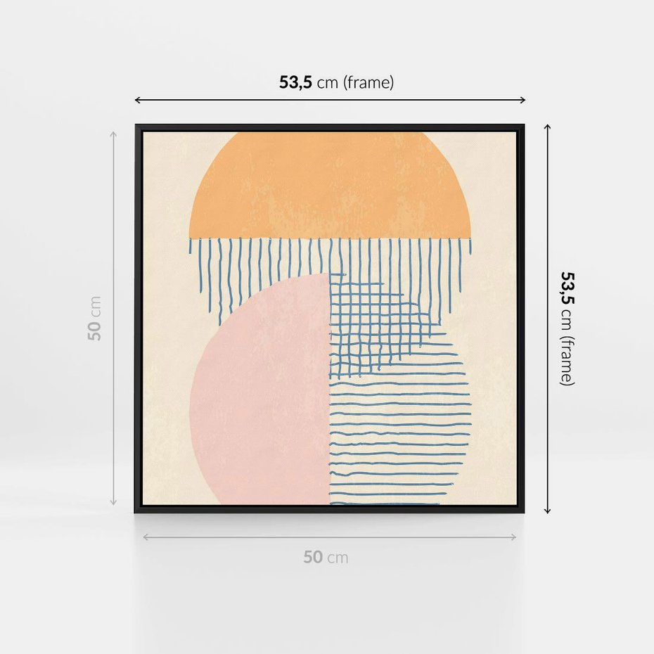 Obraz w ramie 50x50 - Migotliwe Wzory - geometryczne kształty, koła - rama czarna