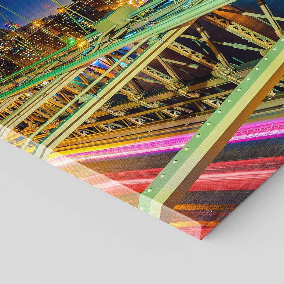 Obraz na płótnie 70x100 - Most w USA - Światła i samochody - most, USA