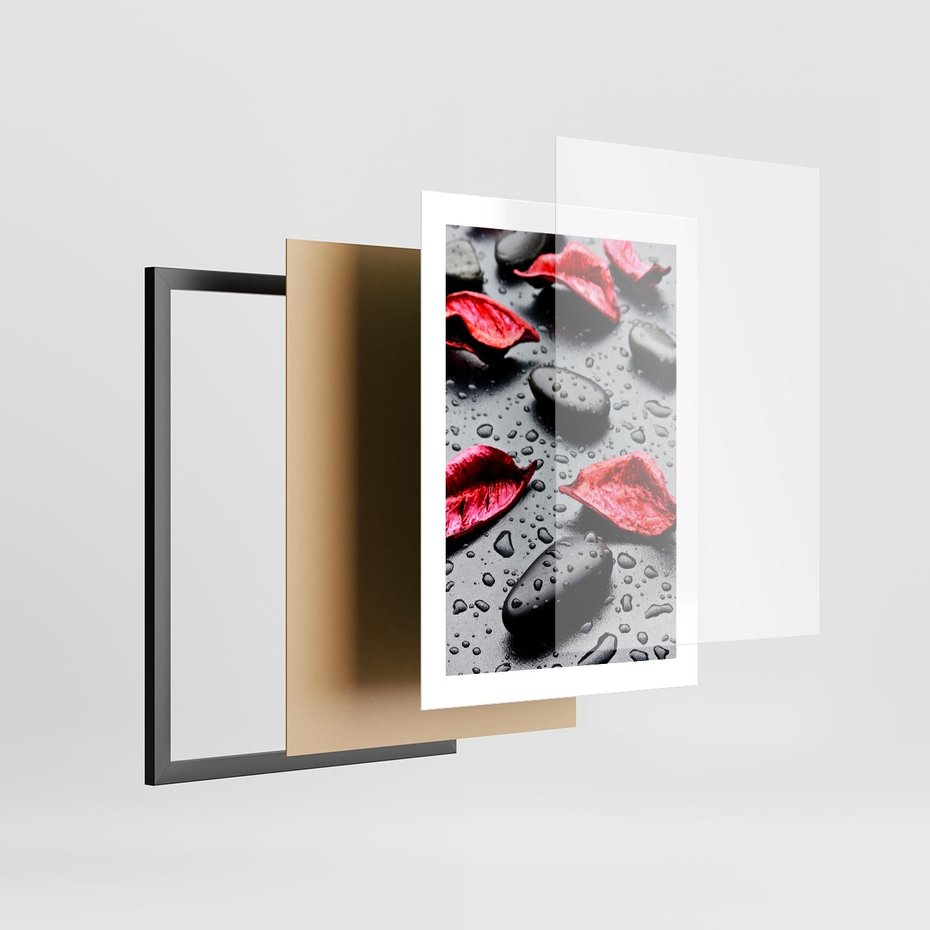 Plakat w ramie 30x40 - Spa wśród Natury - spa, kamienie - rama czarna