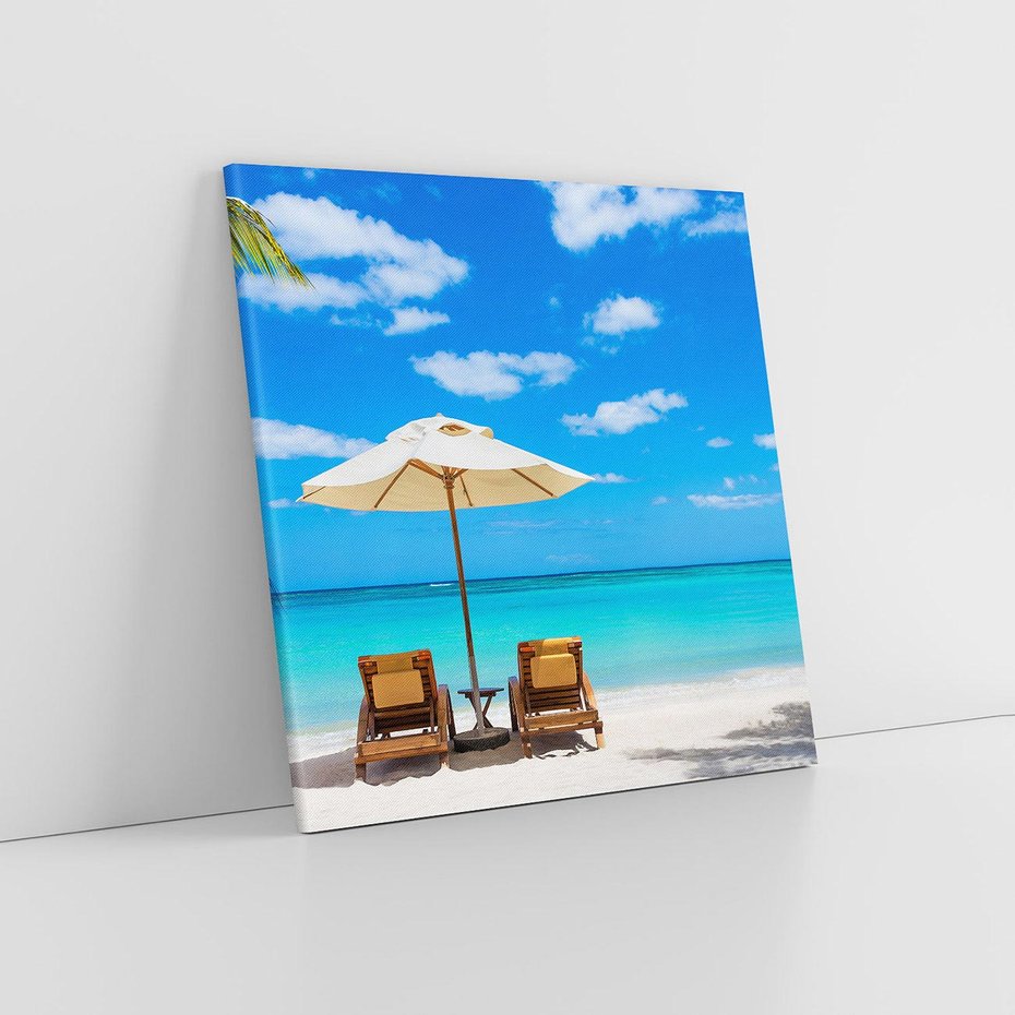 Obraz na płótnie 80x80 - Urok palmowego raju - plaża, palma