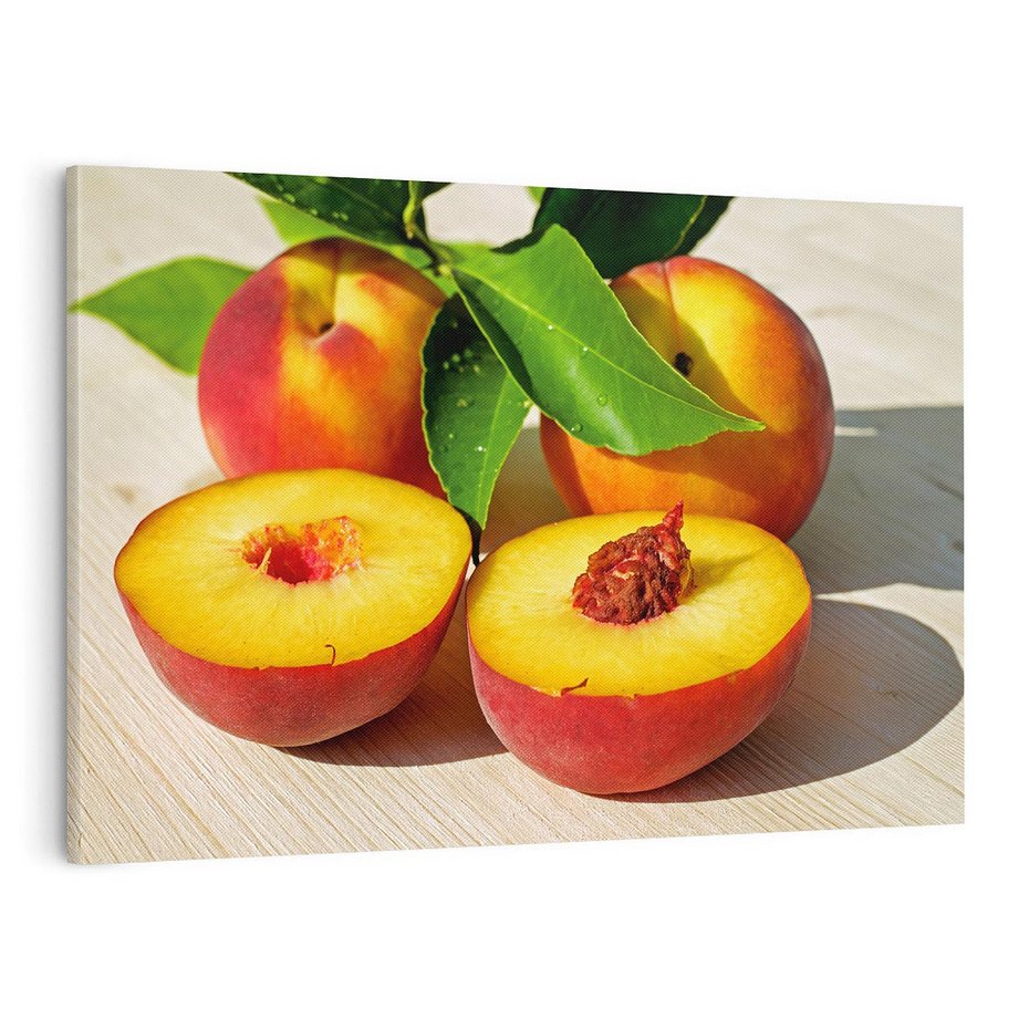 Obraz na płótnie 120x80 - Brzoskwinie Delikatny Urok - brzoskwinie, owoce