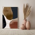 Obraz w ramie 50x70 - Wibracje uczuć i emocji - nieregularne plamy, czarny - rama drewno