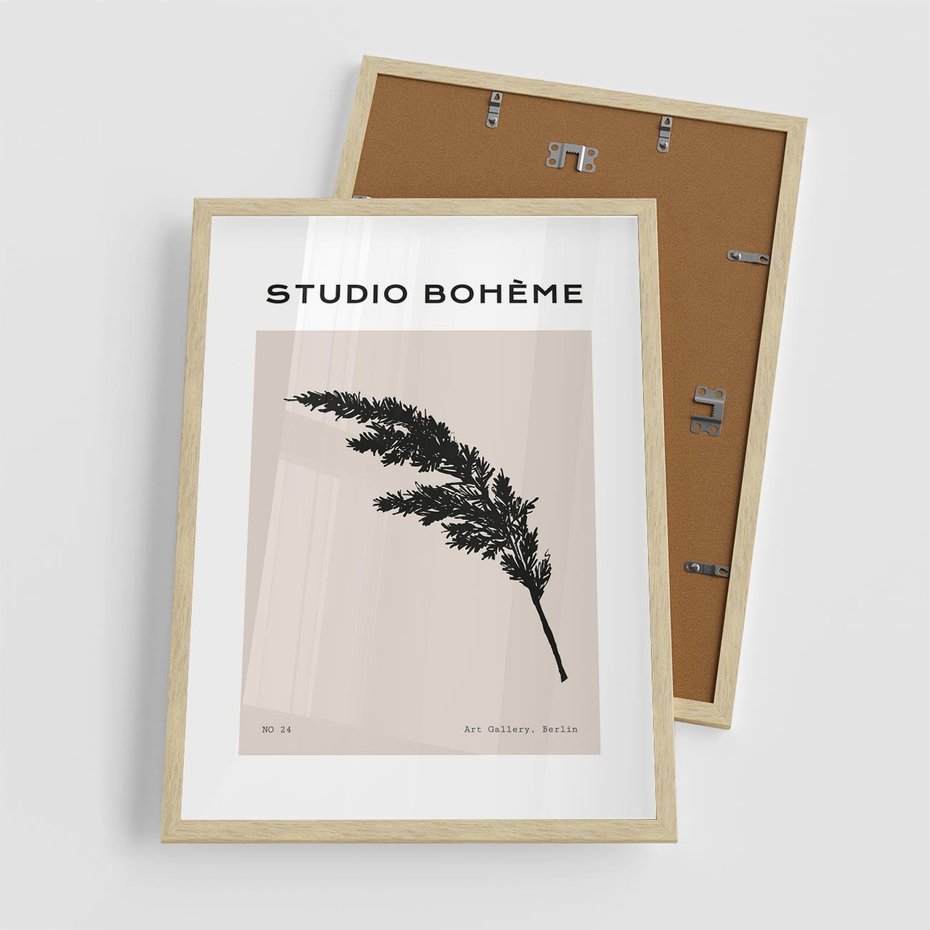 Plakat w ramie 50x70 - Boho Refrakcje Przestrzeni - boho plakat, roślina - rama drewno