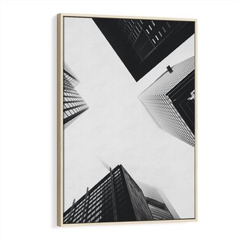 Obraz w ramie 50x70 - Nowoczesna Dynamika - perspektywa, wieżowce - rama drewno