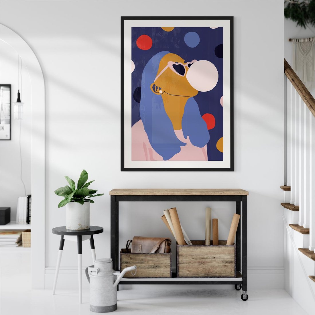 Plakat w ramie 50x70 - Odbicie Kobiety - nowoczesny plakat, styl retro - rama czarna